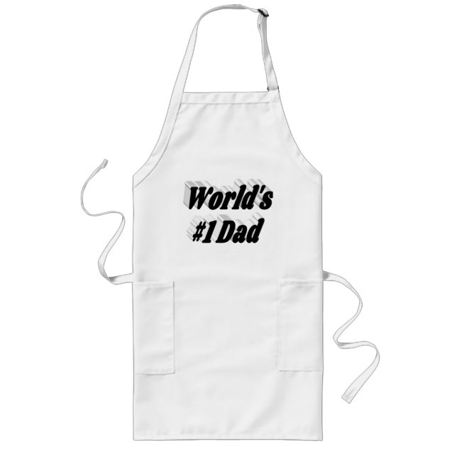 Number 1 Dad Fathers Day black text Long Apron (Front)