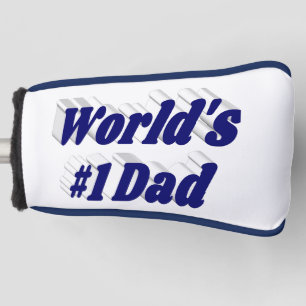Number 1 Dad Fathers Day dark blue text  Golf Head Cover