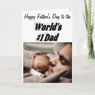 Number 1 Dad Fathers Day Photo black Card