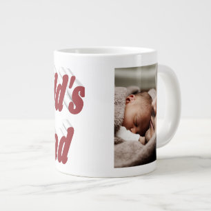 Number 1 Dad Fathers Day photo burgundy text Gian Large Coffee Mug