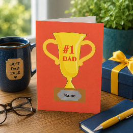 Number 1 Dad Gold Trophy Card