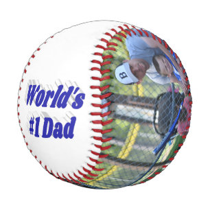 Number 1 Dad Photo Fathers Day blue Baseball