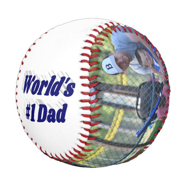 Number 1 Dad Photo Fathers Day dark blue  Baseball (Angled)