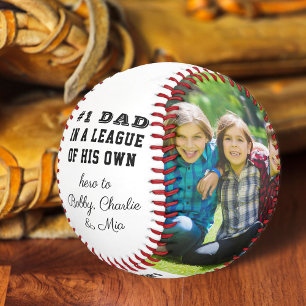 Number 1 Dad Saying Custom 2 Photo Personalised Baseball