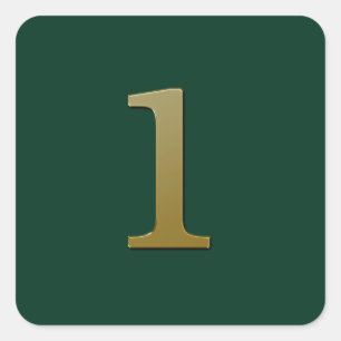 Number 1 gold on green square sticker