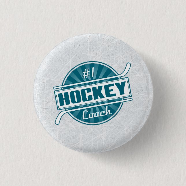 Number 1 Hockey Coach (blue) Button (Front)