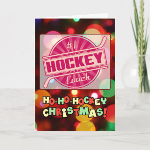 Number 1 Hockey Coach Red Christmas Card