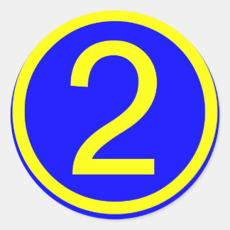 number 1 in a circle, blue background classic round sticker