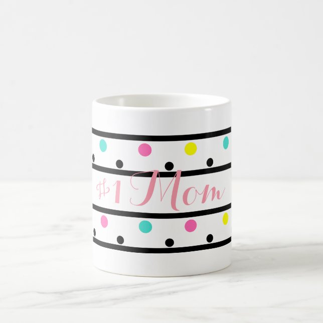 Number 1 Mum Black Polka Dots Coffee Mug (Center)