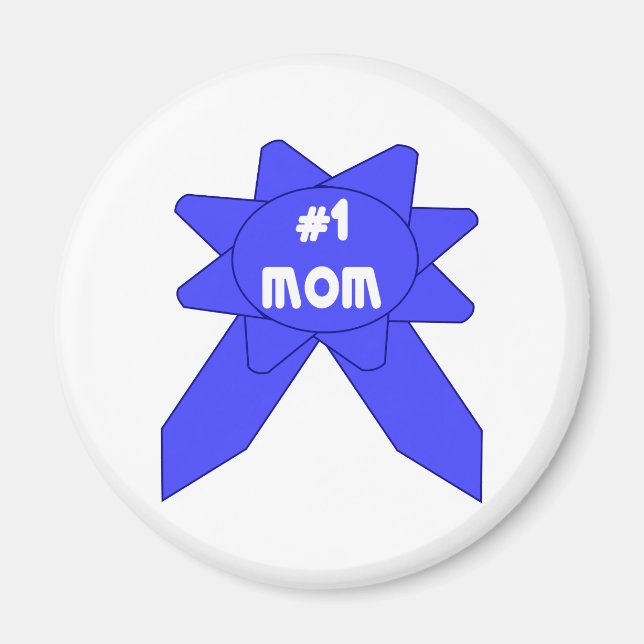 Number 1 Mum Blue Ribbon Magnet (Front)
