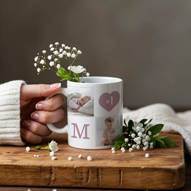 Number 1 Mum Mummy Photo Collage Gold Frame Coffee Mug (Number 1 Mom Mommy Photo Collage Gold Frame Coffee Mug)
