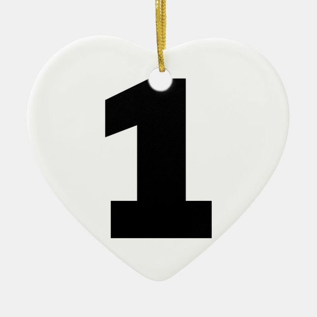 Number 1 one ceramic tree decoration (Front)