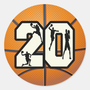 Number 20 Basketball Classic Round Sticker