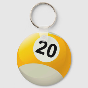 Number 20 Billiards Ball Key Ring