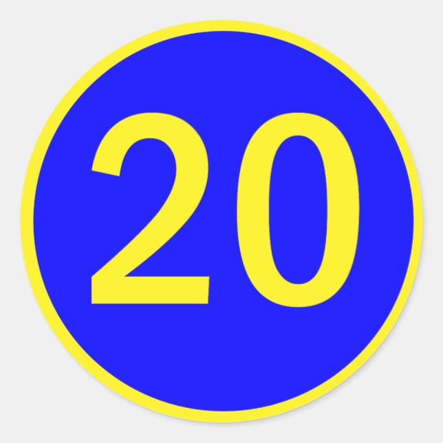 number 20 in a circle classic round sticker (Front)