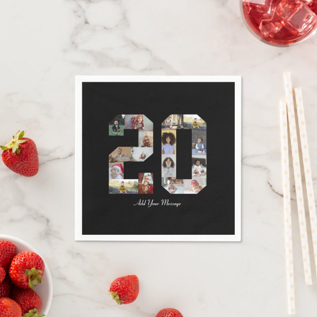 Number 20 Photo Collage Napkin (Insitu)