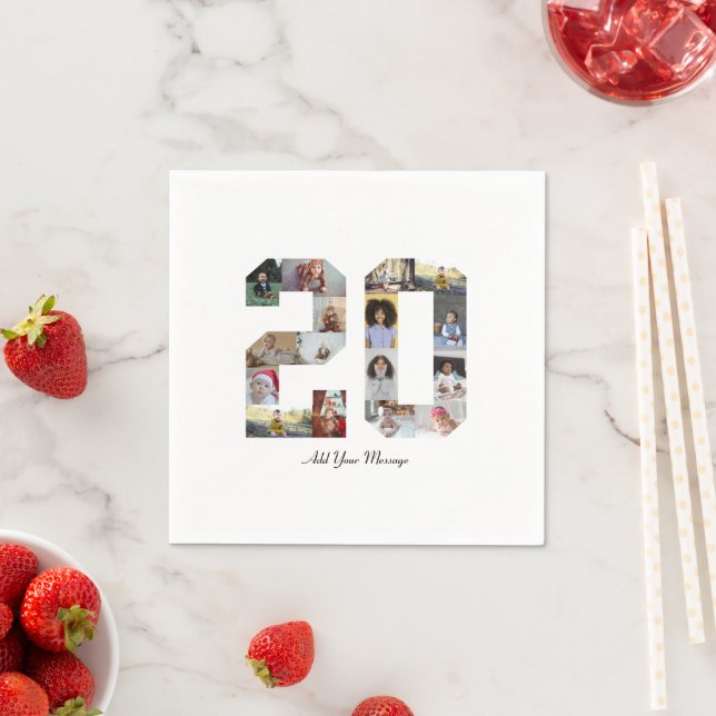 Number 20 Photo Collage Napkin (Insitu)