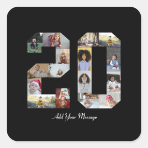 Number 20 Photo Collage Square Sticker
