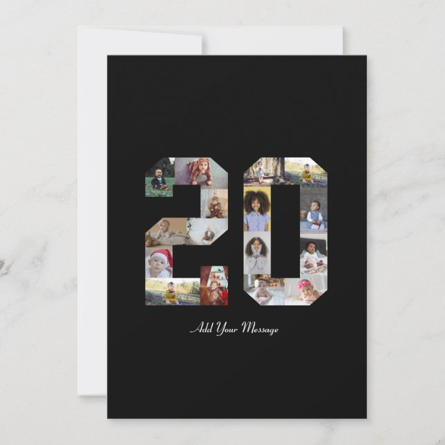 Number 20 Photo Collage Thank You Card (Front)