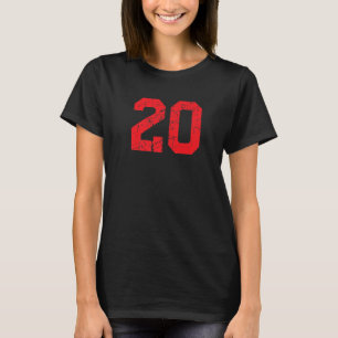 Number #20 Sports Jersey Red Distressed Vintage Lu T-Shirt