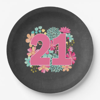 Number 21 21st Birthday Anniversary Party Paper Plate