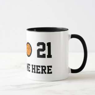 Number 21 basketball mug   Personalizable