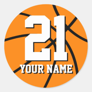 Number 21 basketball sticker   Personalizable name