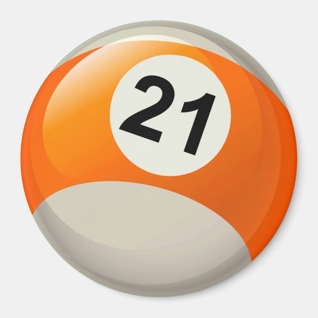 Number 21 Billiards Ball Magnet (Front)