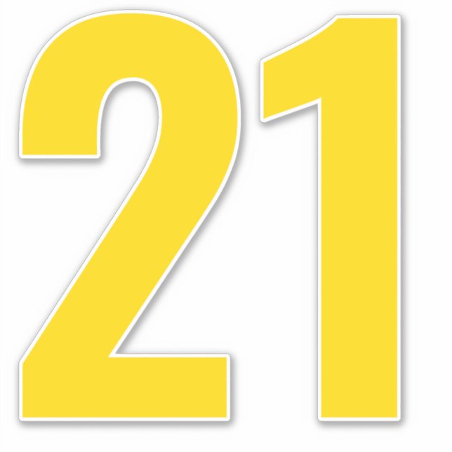Number 21 Gold and White Sticker (Front)