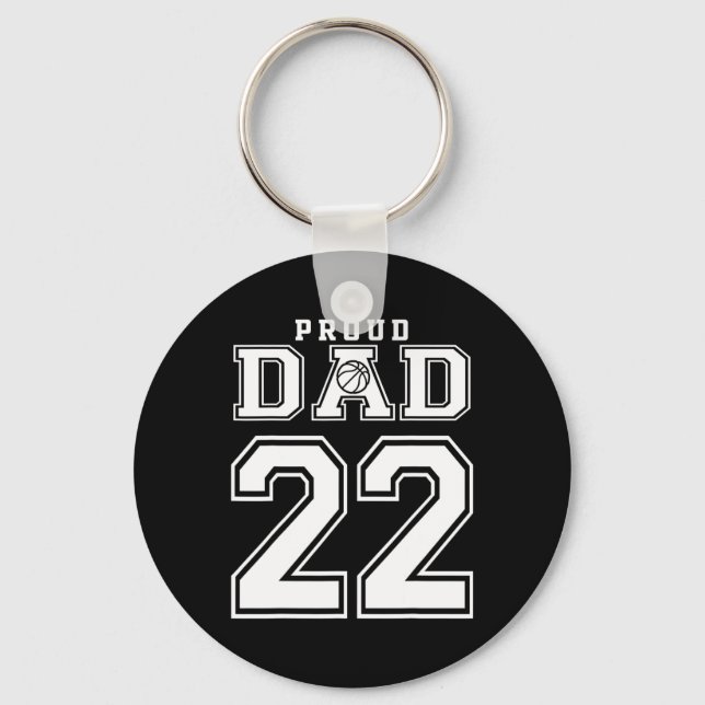 Number 22 Custom Proud Bysketbyll Dad Personalised Key Ring (Front)