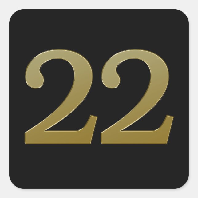 Number 22 Gold Square Sticker (Front)