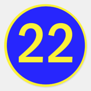 number 22 in a circle classic round sticker