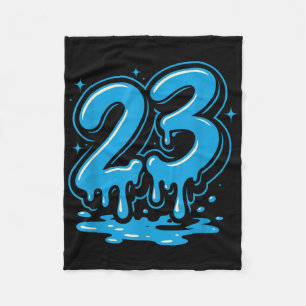 Number 23 8 Aqua Matching Color Match Graphic  Fleece Blanket
