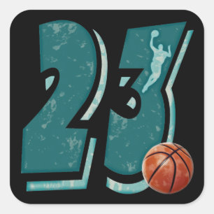 Number 23 Basketball and Player Square Sticker