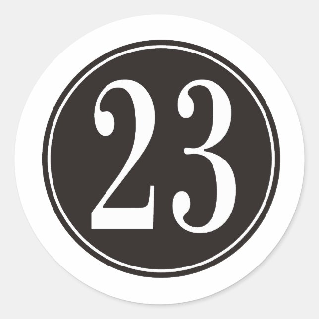 Number 23 - Black Circle (front) Classic Round Sticker (Front)
