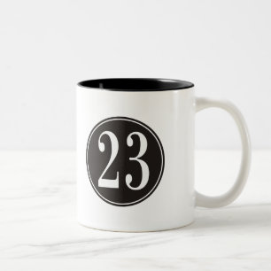 Number 23 - Black Circle (front) Two-Tone Coffee Mug