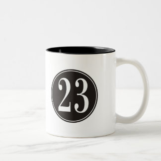 Number 23 - Black Circle (front) Two-Tone Coffee Mug