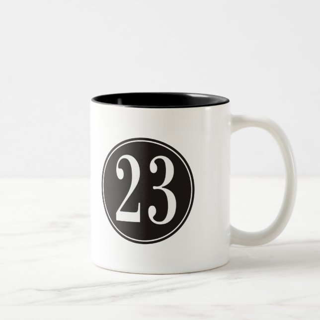 Number 23 - Black Circle (front) Two-Tone Coffee Mug (Right)