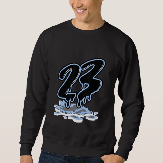 Number 23 Dripping Sneaker Match 4 University Blue Sweatshirt (Front)