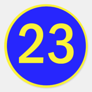 number 23 in a circle classic round sticker