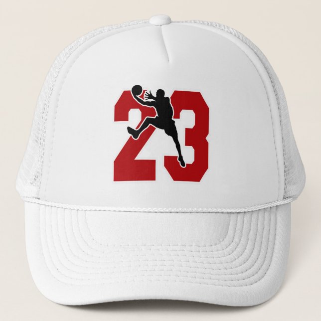 NUMBER 23 WITH BASKETBALL PLAYER TRUCKER HAT (Front)
