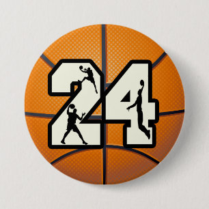 Number 24 Basketball 7.5 Cm Round Badge