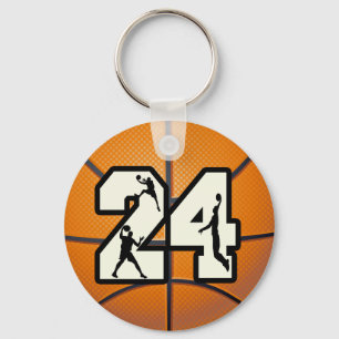 Number 24 Basketball Key Ring