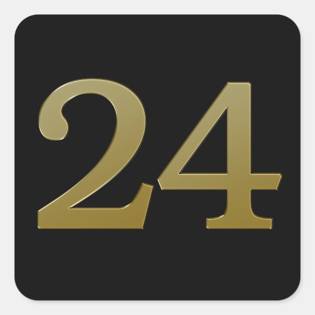 Number 24 Gold Square Sticker (Front)