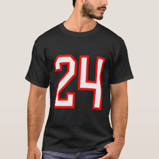 Number 24 White Red Sports Jersey Lucky Number 24 T-Shirt