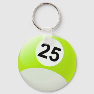 Number 25 Billiards Ball Key Ring