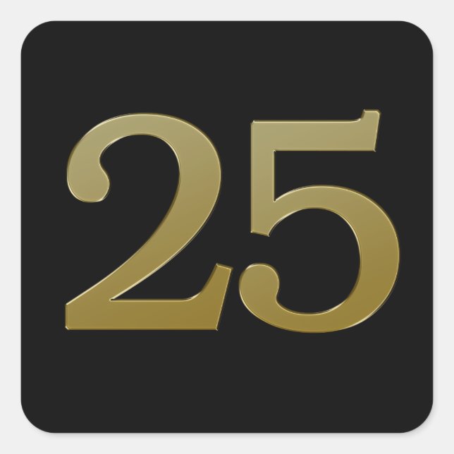 Number 25 Gold Square Sticker (Front)