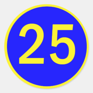 number 25 in a circle classic round sticker