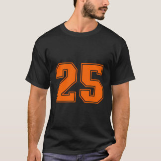 Number 25 Orange Sports Jersey Lucky Number T-Shirt