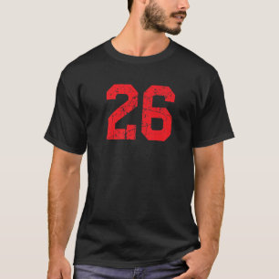Number #26 Sports Jersey Red Distressed Vintage Lu T-Shirt